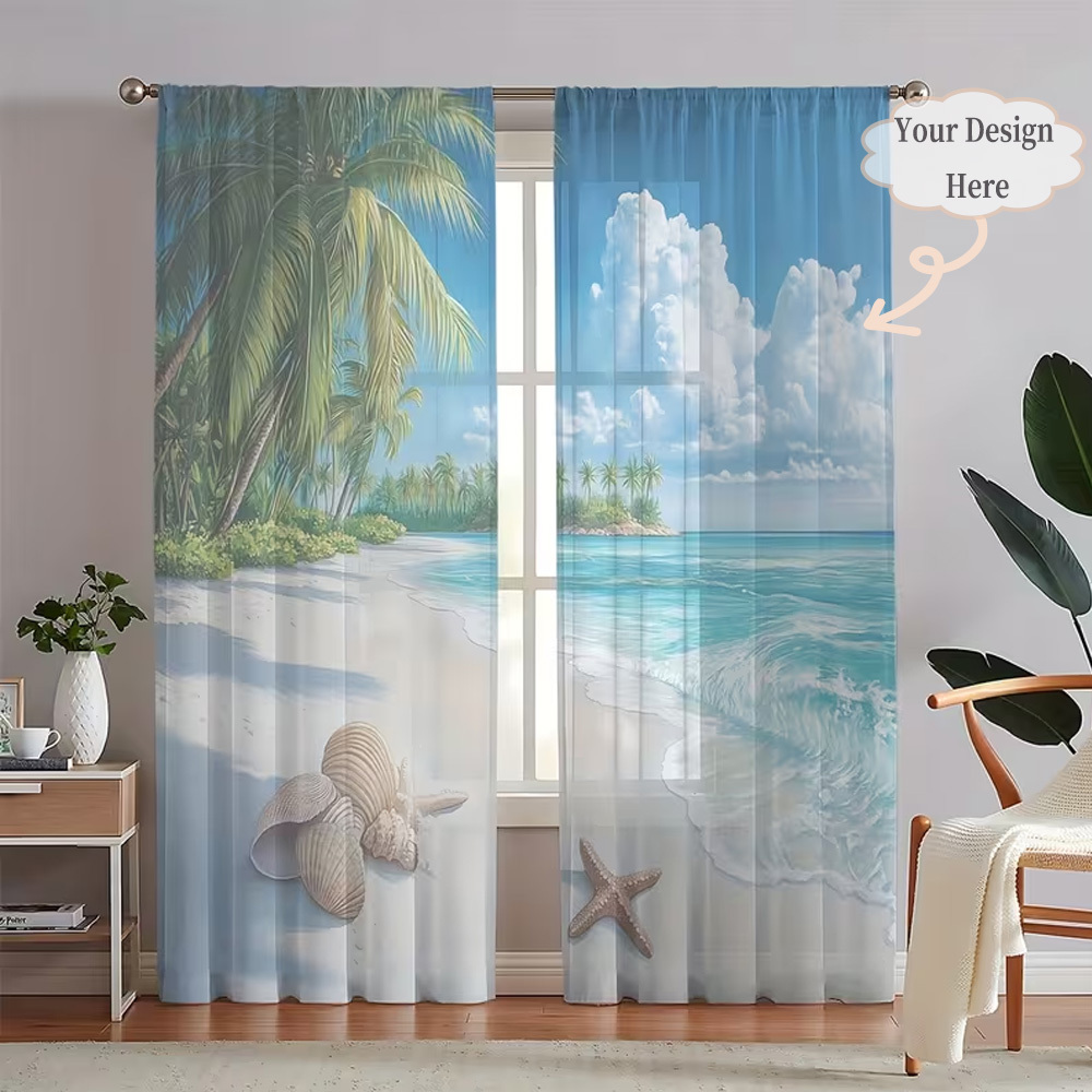 Home Textiles Curtains - Rideaux transparents plats 2D personnalisés en
