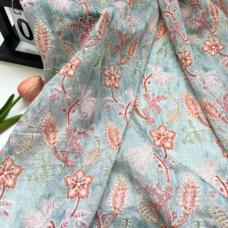 Tissu en coton brodé floral vi - Home Textiles Wholesale avis et prix