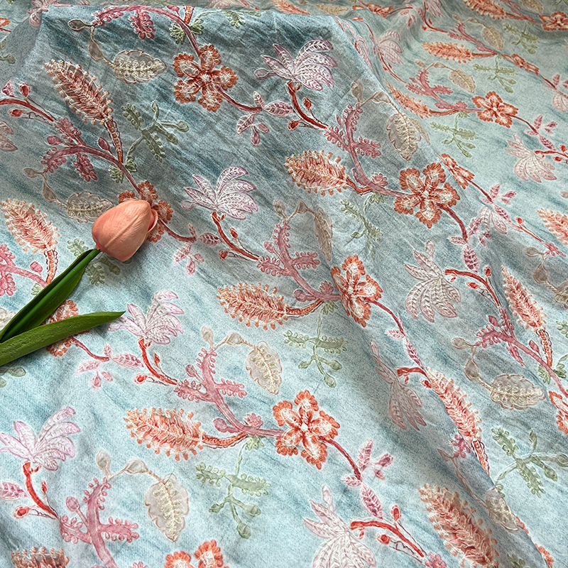 Tissu en coton brodé floral vi - Home Textiles Wholesale avis et prix